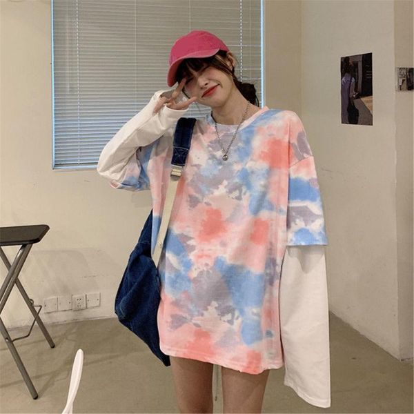 women's t-shirt tie dyed patchwork t shirt women streetwear casual korean clothes tshirt couple long sleeve rainbow punk print girl, White
women's t-shirt tie dyed patchwork t shirt women streetwear casual korean clothes tshirt couple long sleeve rainbow punk print girl, White