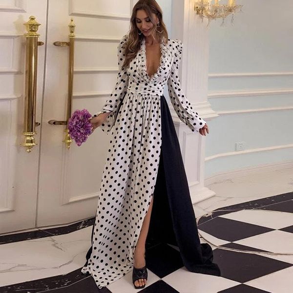 casual dresses split dot dress women black white patchwork long woman party night deep v neck cocktail prom gown vestidos, Black;gray
casual dresses split dot dress women black white patchwork long woman party night deep v neck cocktail prom gown vestidos, Black;gray