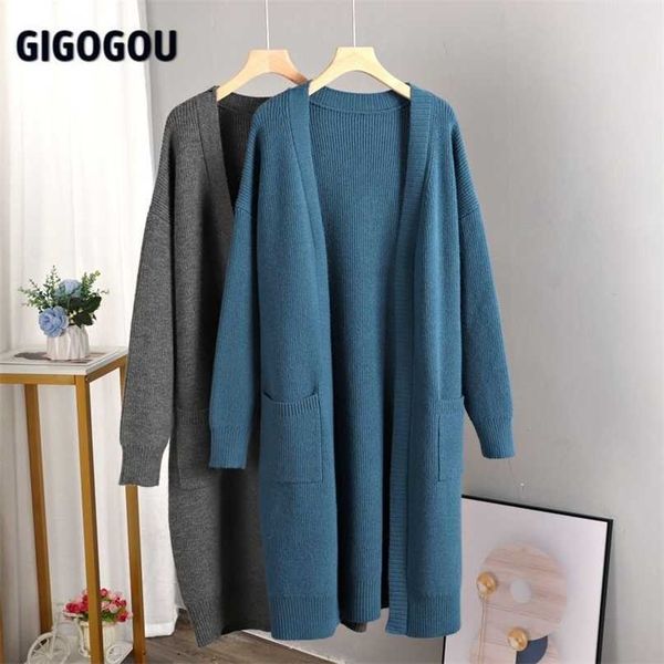 gigogou vintage long cardigan for women sweater open stich autumn winter thick warm jacket coat big pocket knitted jumper 211011, White;black
gigogou vintage long cardigan for women sweater open stich autumn winter thick warm jacket coat big pocket knitted jumper 211011, White;black