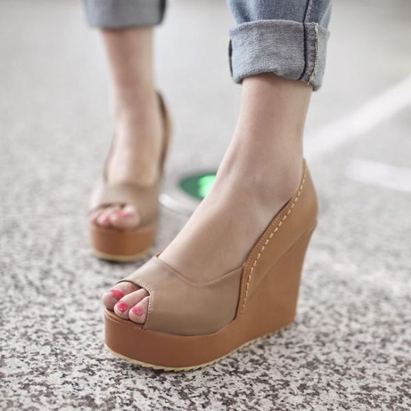 dress shoes pxelena fashion peep toe wedge high heels pumps women platform mixed color office ladies party date heeled plus size, Black
dress shoes pxelena fashion peep toe wedge high heels pumps women platform mixed color office ladies party date heeled plus size, Black