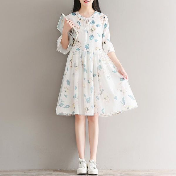 001# maternity clothes summer floral dress short sleeves easy matching loose stylish pregnant women mom dresses, White
001# maternity clothes summer floral dress short sleeves easy matching loose stylish pregnant women mom dresses, White