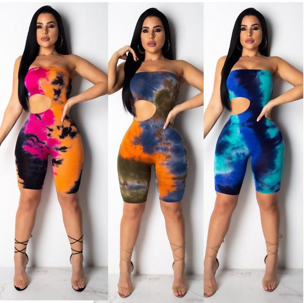 women strapless off shoulder jumpsuit tie dyeing bandeau bodysuit summer colorful hollow out skinny jumpsuits shorts women's & rompers, Black;white
women strapless off shoulder jumpsuit tie dyeing bandeau bodysuit summer colorful hollow out skinny jumpsuits shorts women's & rompers, Black;white