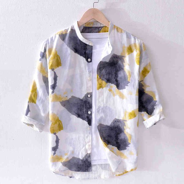 men's t-shirts summer spray pure linen brand three-quarter sleeve shirt mens stand collar casual shirts men yellow chemise bdip, White;black
men's t-shirts summer spray pure linen brand three-quarter sleeve shirt mens stand collar casual shirts men yellow chemise bdip, White;black