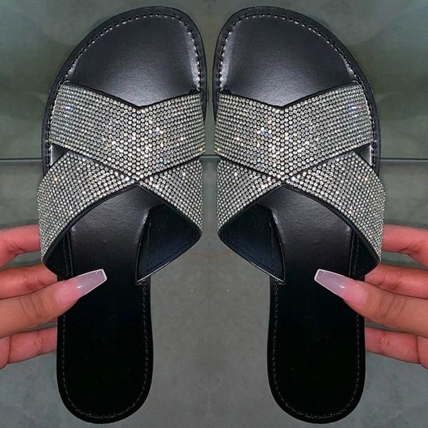 slippers 2021 women's summer diamond flat sandals outdoor beach shoes rhinestones bling open toe fashion plus size 42, Black
slippers 2021 women's summer diamond flat sandals outdoor beach shoes rhinestones bling open toe fashion plus size 42, Black