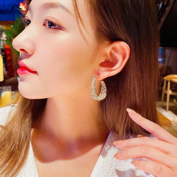 hoop & huggie simple classic crystal geometric earrings for women elegant fashion gold color metal statement party jewelry, Golden;silver
hoop & huggie simple classic crystal geometric earrings for women elegant fashion gold color metal statement party jewelry, Golden;silver