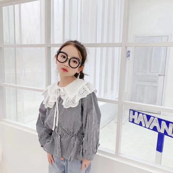 shirts children's 2021 spring girl's splicing lace lapel long sleeve thousand bird pattern shirt thin top, White;black
shirts children's 2021 spring girl's splicing lace lapel long sleeve thousand bird pattern shirt thin top, White;black