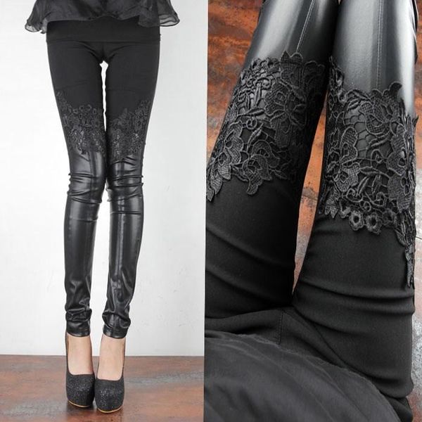 women's pants & capris autumn winter women lace elastic waist black leggings fashion slim leather trousers pantalon, Black;white
women's pants & capris autumn winter women lace elastic waist black leggings fashion slim leather trousers pantalon, Black;white