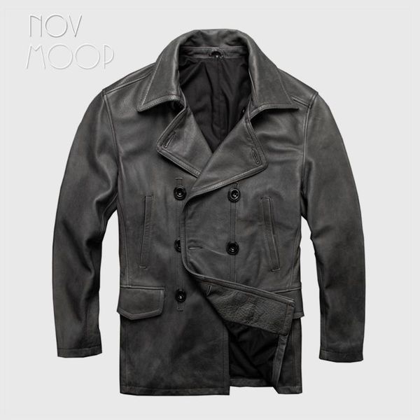 men's leather & faux novmoop italy vintage style cow jacket men trench coat with button decor chamarra motociclista giacca di pelle lt2, Black
men's leather & faux novmoop italy vintage style cow jacket men trench coat with button decor chamarra motociclista giacca di pelle lt2, Black