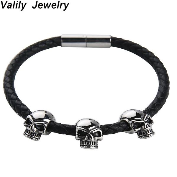 charm bracelets valily 5mm genuine braided leather bracelet for men rope chain skull stainless steel magnetic clasp jewelry, Golden;silver
charm bracelets valily 5mm genuine braided leather bracelet for men rope chain skull stainless steel magnetic clasp jewelry, Golden;silver