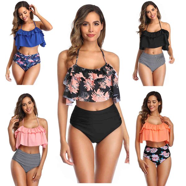 swimwear 2021 split women bikini high waist size, White;black