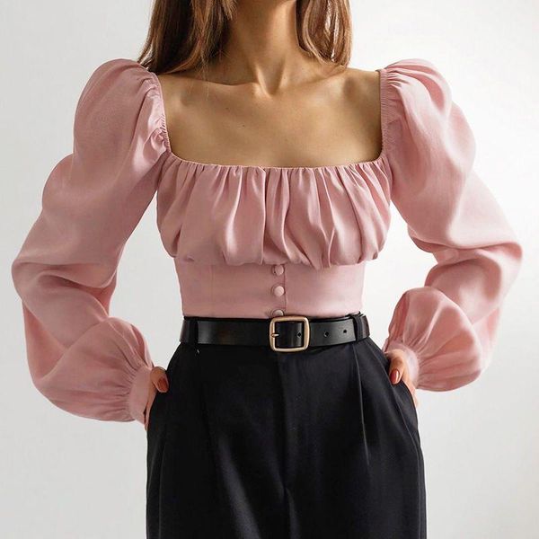 women's blouses & shirts 2021 fashion square collar puff sleeve vintage long female chic goth for women harajuku, White
women's blouses & shirts 2021 fashion square collar puff sleeve vintage long female chic goth for women harajuku, White