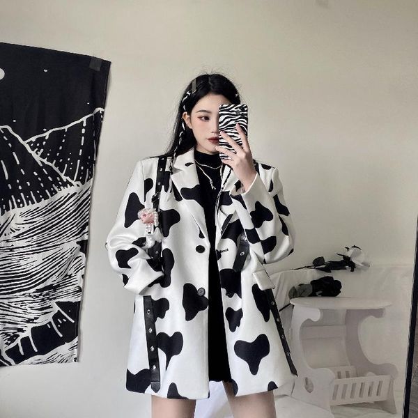 women's suits & blazers spring autumn blazer jacket women streetwear fashion print single breasted middle length suit loose coat female, White;black
women's suits & blazers spring autumn blazer jacket women streetwear fashion print single breasted middle length suit loose coat female, White;black
