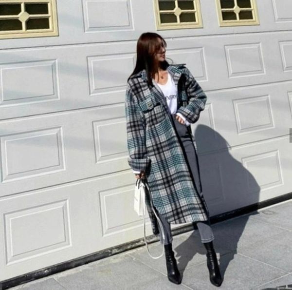 women's wool & blends plaid winter coat women thick warm casual long turn-down collar loose soft 2021 korean clothing, Black
women's wool & blends plaid winter coat women thick warm casual long turn-down collar loose soft 2021 korean clothing, Black