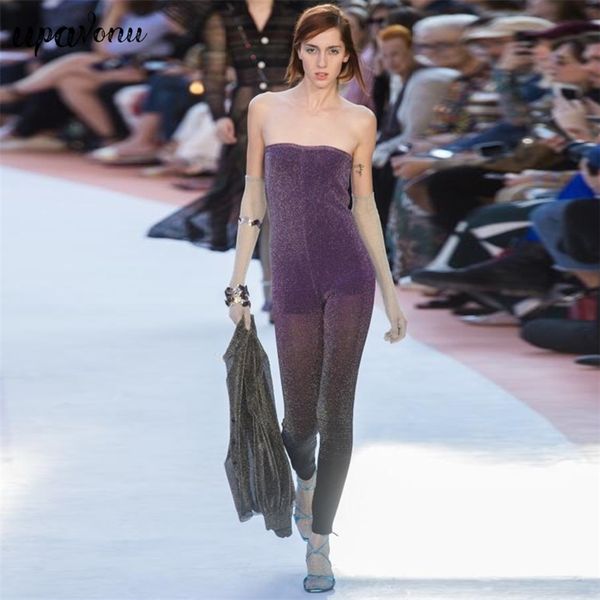 women purple shiny jumpsuit tube sleeveless halter bodycon pencil runway party 210524, Black;white
women purple shiny jumpsuit tube sleeveless halter bodycon pencil runway party 210524, Black;white
