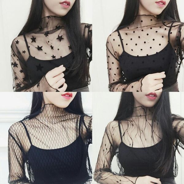 women's blouses & shirts transparent mesh blouse shirt women blusas long sleeve chemise femme casual dot feminine autumn, White
women's blouses & shirts transparent mesh blouse shirt women blusas long sleeve chemise femme casual dot feminine autumn, White
