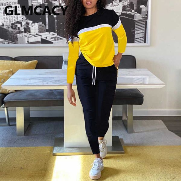 women two piece tracksuit set outfits long sleeve colorblock & casual drawstring pant 210702, White
women two piece tracksuit set outfits long sleeve colorblock & casual drawstring pant 210702, White
