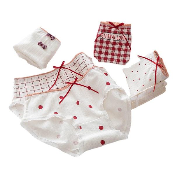 women's panties sweet red plaid bowknot underwear cotton crotch ribbon mid-waist student polka dot briefs, Black;pink
women's panties sweet red plaid bowknot underwear cotton crotch ribbon mid-waist student polka dot briefs, Black;pink
