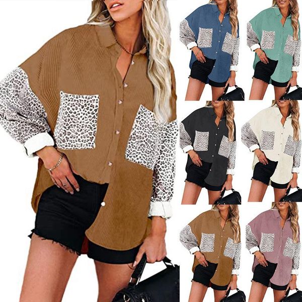 women's trench coats corduroy loose leopard casual shirt in autumn and winter 2021, Tan;black
women's trench coats corduroy loose leopard casual shirt in autumn and winter 2021, Tan;black