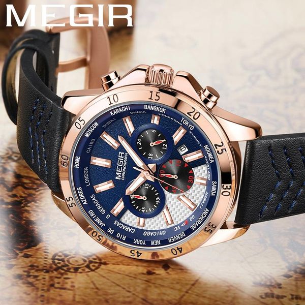 wristwatches megir men watch gold chronograph wristwatch date military sport leather band male clock relogio masculino 2103, Slivery;brown
wristwatches megir men watch gold chronograph wristwatch date military sport leather band male clock relogio masculino 2103, Slivery;brown