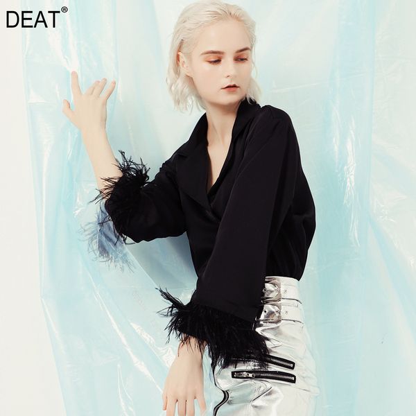 women lack big size ostrich feather blouse lapel long sleeve loose fit shirt fashion tide spring autumn gx707 210421, White
women lack big size ostrich feather blouse lapel long sleeve loose fit shirt fashion tide spring autumn gx707 210421, White