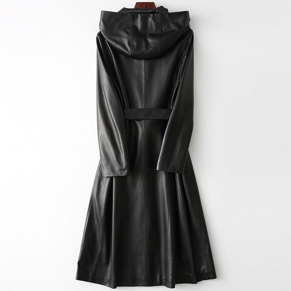 women's leather & faux women autumn genuine sheepskin long coats hoodie jacket ladies slim fit sashes belt real single breasted trench, Black
women's leather & faux women autumn genuine sheepskin long coats hoodie jacket ladies slim fit sashes belt real single breasted trench, Black