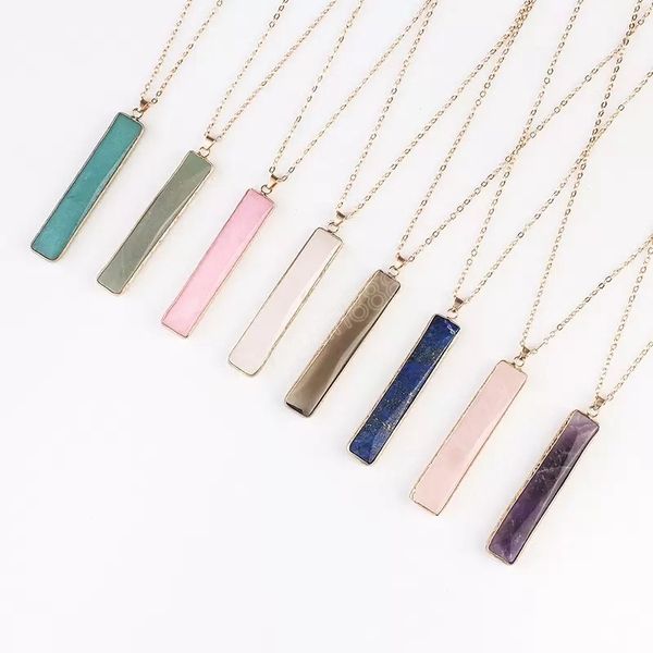 natural crystal stone pendant necklace fashion french baguette 10 color gemstone necklaces jewelry party gift with chain, Silver
natural crystal stone pendant necklace fashion french baguette 10 color gemstone necklaces jewelry party gift with chain, Silver