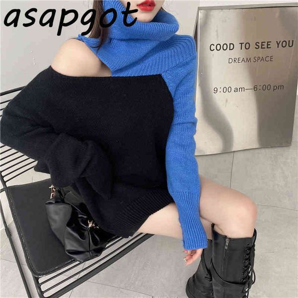 pull femme loose off the shoulder sweaters vintage chic hit color irregular pullover knitwear patchwork wild long-sleeved 210429, White;black
pull femme loose off the shoulder sweaters vintage chic hit color irregular pullover knitwear patchwork wild long-sleeved 210429, White;black