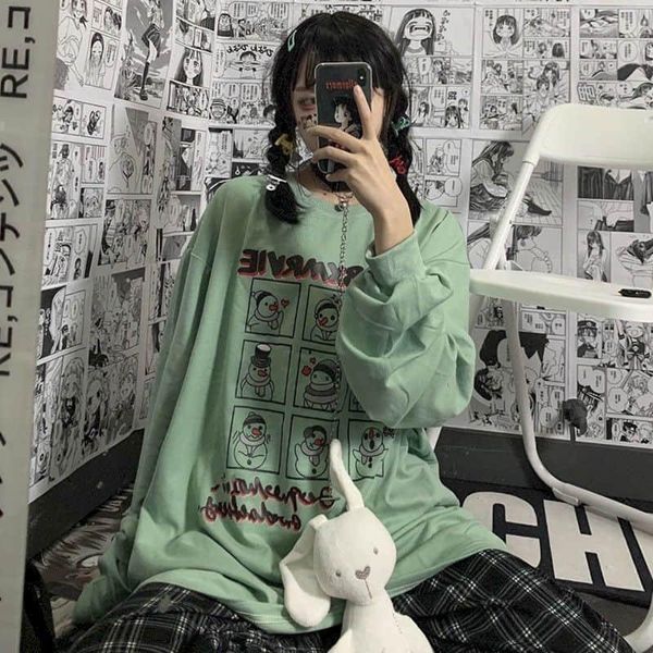 women's t-shirt 2021 oversized tshirt women t shirt cute little snowman print korean loose long-sleeved female student bottoming, White
women's t-shirt 2021 oversized tshirt women t shirt cute little snowman print korean loose long-sleeved female student bottoming, White