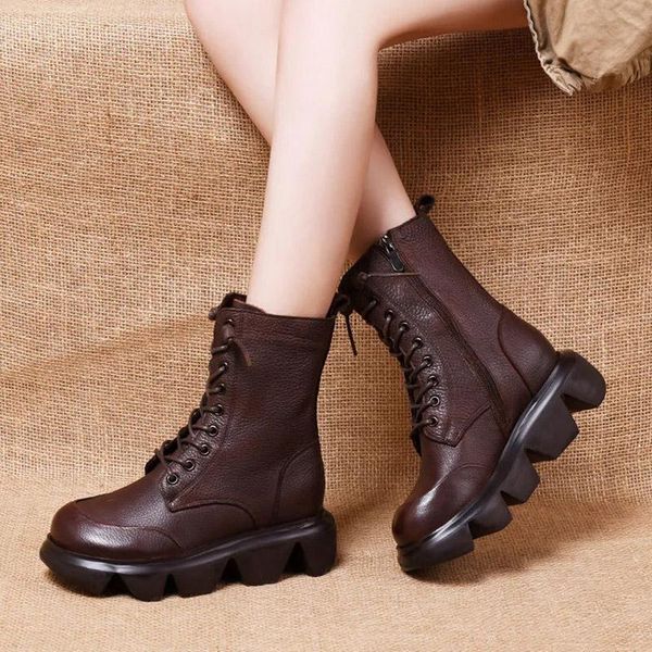 the first layer of cowhide thick-soled handsome british style boots, leather and velvet warm female front lace boots, Black
the first layer of cowhide thick-soled handsome british style boots, leather and velvet warm female front lace boots, Black