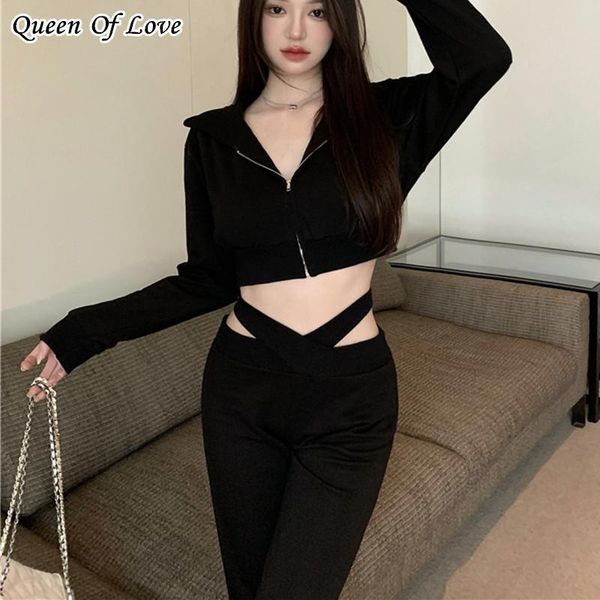 women's two piece pants 2 women zipper hoodie crop and cut out cross waist pant matching set 2021 autumn korean style suit outfits, White
women's two piece pants 2 women zipper hoodie crop and cut out cross waist pant matching set 2021 autumn korean style suit outfits, White
