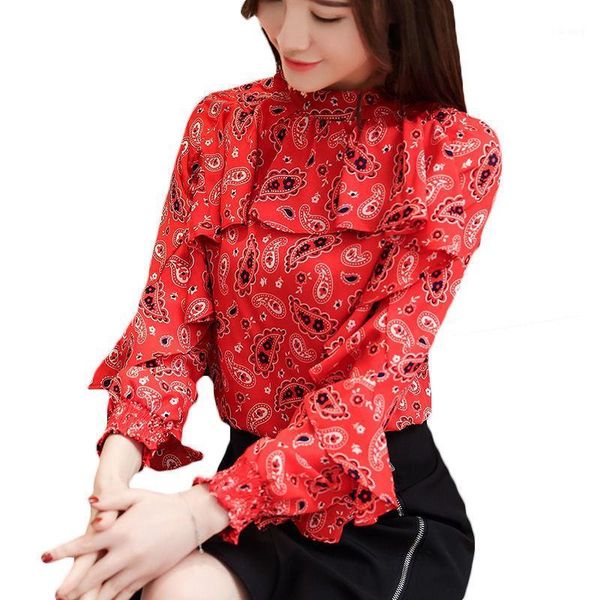 women's blouses & shirts chiffon shirt female long-sleeved 2021 spring autumn ruffled loose large size print short blouse lq700, White
women's blouses & shirts chiffon shirt female long-sleeved 2021 spring autumn ruffled loose large size print short blouse lq700, White