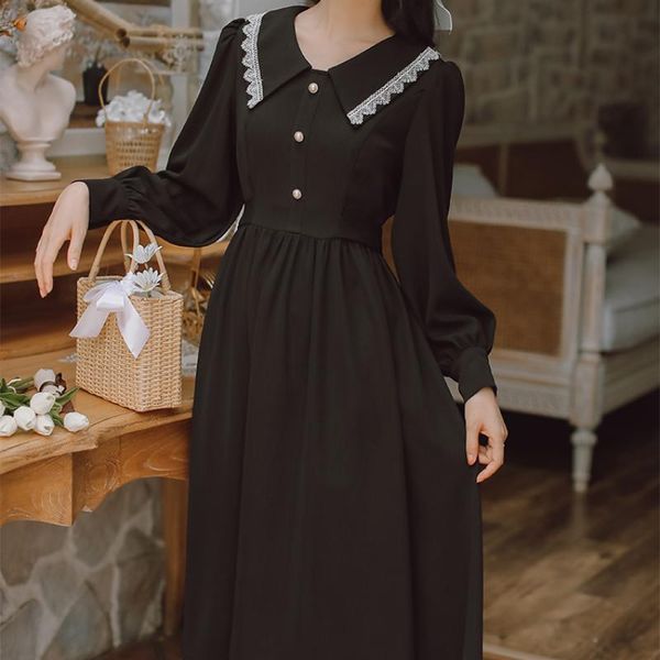 casual dresses houzhou black elegant dress women vintage lace sweet mori girl long sleeve midi french style navy spring autumn robe, Black;gray
casual dresses houzhou black elegant dress women vintage lace sweet mori girl long sleeve midi french style navy spring autumn robe, Black;gray