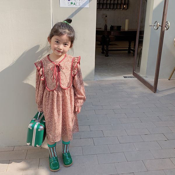 2021 spring autumn girls new floral pattern dress childrens floral collar bow dress kids retro style dress 2-8 year, Red;yellow
2021 spring autumn girls new floral pattern dress childrens floral collar bow dress kids retro style dress 2-8 year, Red;yellow