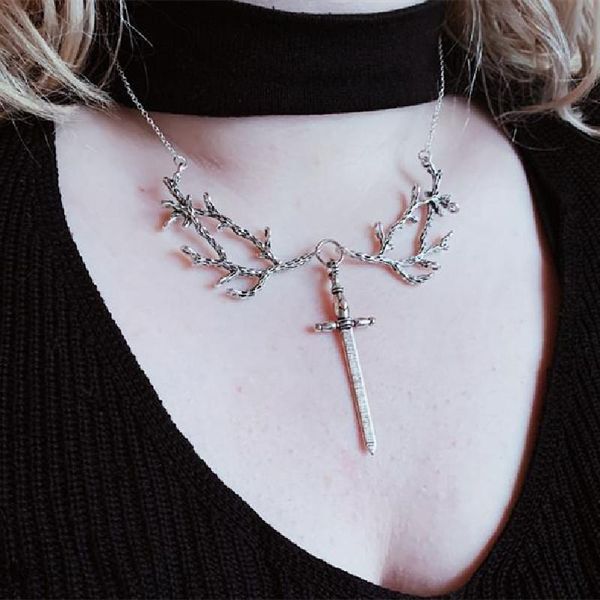 pendant necklaces hawthorn sword necklace branches and dagger silver color forest witch jewellery punk fashion gothic women gift novelty 202
pendant necklaces hawthorn sword necklace branches and dagger silver color forest witch jewellery punk fashion gothic women gift novelty 202