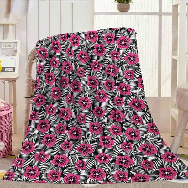 Fuzzy Blanket 60" x 80", Luau Plush Blanket Hibiscus Petals Over Minimalist Style Leaves Artful Botanical Floral Design, Magenta
Fuzzy Blanket 60" x 80", Luau Plush Blanket Hibiscus Petals Over Minimalist Style Leaves Artful Botanical Floral Design, Magenta