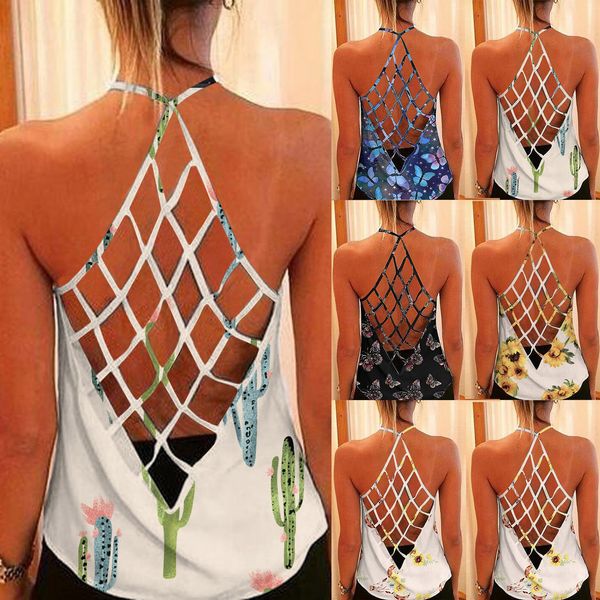 2021 european and american summer sunflower printed hollow back suspender vest women's wear, White
2021 european and american summer sunflower printed hollow back suspender vest women's wear, White