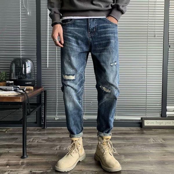 men's jeans 2021 arrival tear design men fashion elasticity cotton casual pencil pantsmale,size 28-34 n079, Blue
men's jeans 2021 arrival tear design men fashion elasticity cotton casual pencil pantsmale,size 28-34 n079, Blue