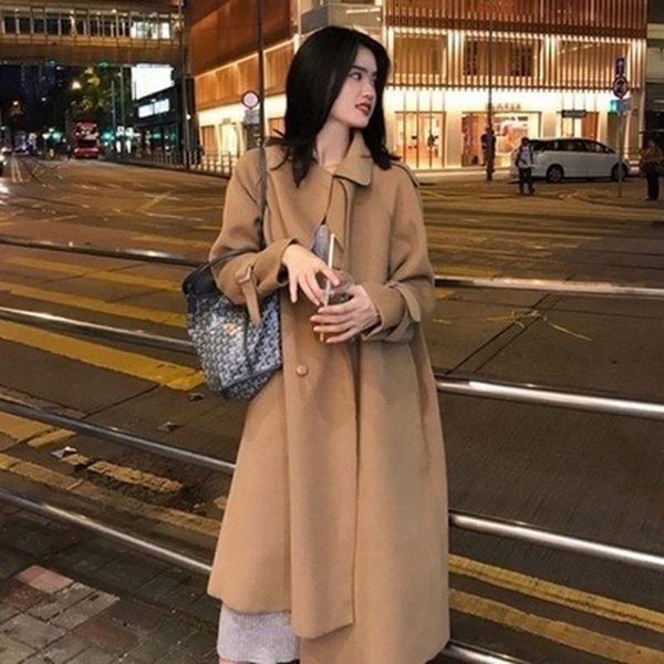 women's wool & blends women fashionable casual solid color temperament winter coats 2021 double-sided woolen thin waist medium length w, Black
women's wool & blends women fashionable casual solid color temperament winter coats 2021 double-sided woolen thin waist medium length w, Black