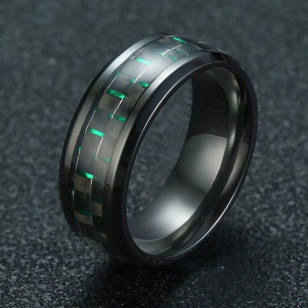 cluster rings 8mm stainless steel carbon fiber ring 3 colors european and american men's, Golden;silver
cluster rings 8mm stainless steel carbon fiber ring 3 colors european and american men's, Golden;silver
