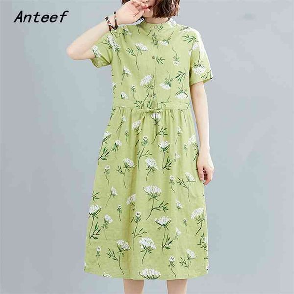 short sleeve plus size cotton linen vintage floral dresses for women casual loose midi summer sun dress elegant clothes 210517, Black;gray
short sleeve plus size cotton linen vintage floral dresses for women casual loose midi summer sun dress elegant clothes 210517, Black;gray