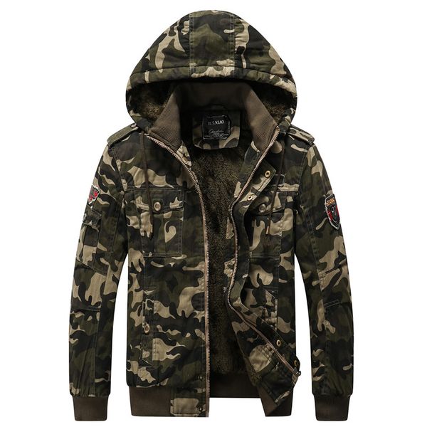 casual men camouflage print jacket with hooded collar, Black;brown
casual men camouflage print jacket with hooded collar, Black;brown