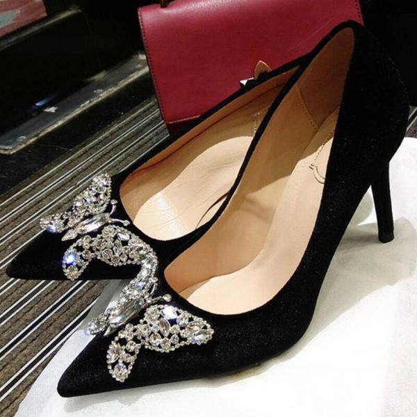 butterfly crystal heels women wedding shoes thin high heel stilettos pointed toe plus big size pumps rhinestone sapato de noiva dress, Black
butterfly crystal heels women wedding shoes thin high heel stilettos pointed toe plus big size pumps rhinestone sapato de noiva dress, Black