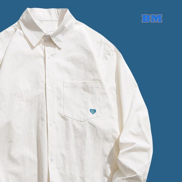 men's casual shirts japanese fashion white streetwear, harajuku couple clothes men women 2021 kpop spring autumn, White;black
men's casual shirts japanese fashion white streetwear, harajuku couple clothes men women 2021 kpop spring autumn, White;black