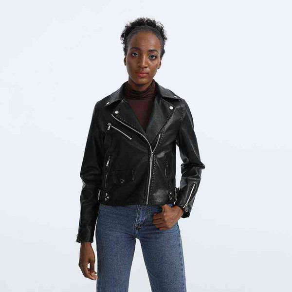 2021 autumn winter new style et leather temperament women's coat lapel zipper slim straight, Black;brown
2021 autumn winter new style et leather temperament women's coat lapel zipper slim straight, Black;brown