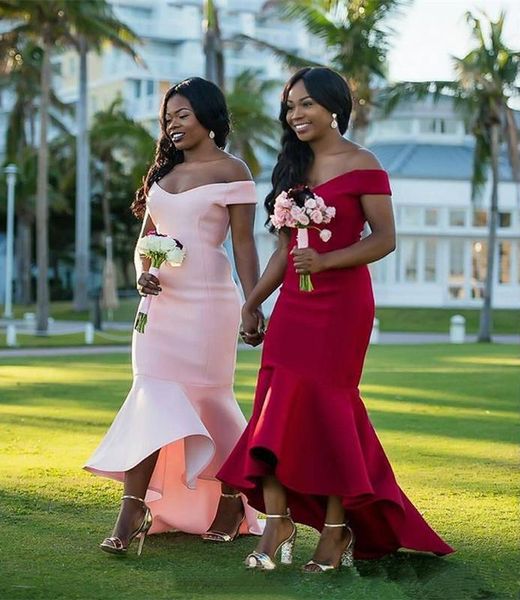 bridesmaid dress simple high low mermaid dresses zipper back off shoulder maid of honor for wedding party, White;pink
bridesmaid dress simple high low mermaid dresses zipper back off shoulder maid of honor for wedding party, White;pink
