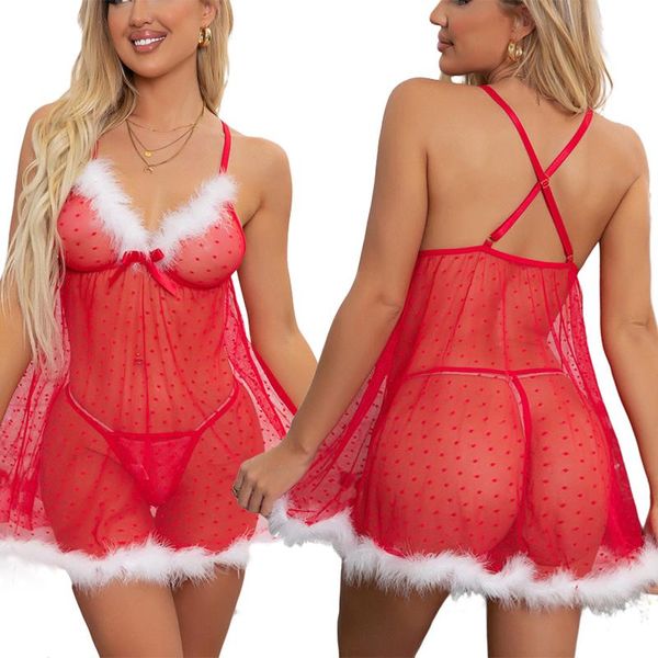 women's sleepwear 2 pieces female nightwear set, dots print v-neck spaghetti strap see-through dress+ panties for adults christmas ling, Black;red
women's sleepwear 2 pieces female nightwear set, dots print v-neck spaghetti strap see-through dress+ panties for adults christmas ling, Black;red