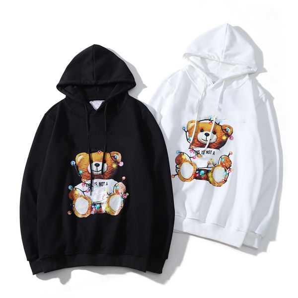 new women's designer hoodies fashion bear animal fall/winter men's long-sleeved hoodie pullover clothes sweatshirt, Black