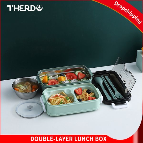 Therdo Dua-ayered unch Box Stainess Stee Japan Bento Box Nordic Stye Food Container With Portabe Tabeware Mik Soup Bow
Therdo Dua-ayered unch Box Stainess Stee Japan Bento Box Nordic Stye Food Container With Portabe Tabeware Mik Soup Bow