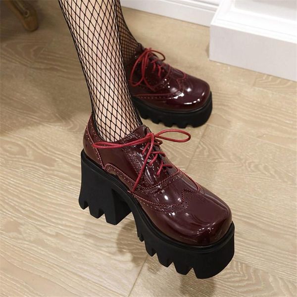 british style women oxfords wing tip chunky block high heels platform creepers thick sole lace up patent leather dress shoes, Black
british style women oxfords wing tip chunky block high heels platform creepers thick sole lace up patent leather dress shoes, Black