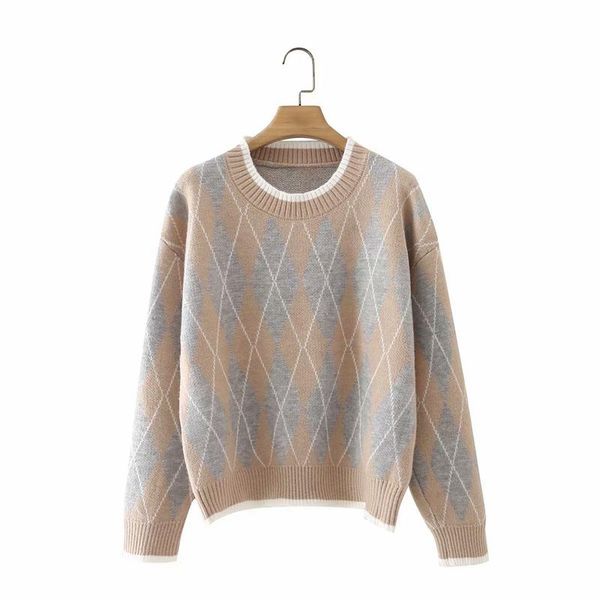women's sweaters diamond pattern knitted sweater women loose o-neck pullovers chic long sleeve warm jumper elegant 2021 autumn knitting, White;black
women's sweaters diamond pattern knitted sweater women loose o-neck pullovers chic long sleeve warm jumper elegant 2021 autumn knitting, White;black